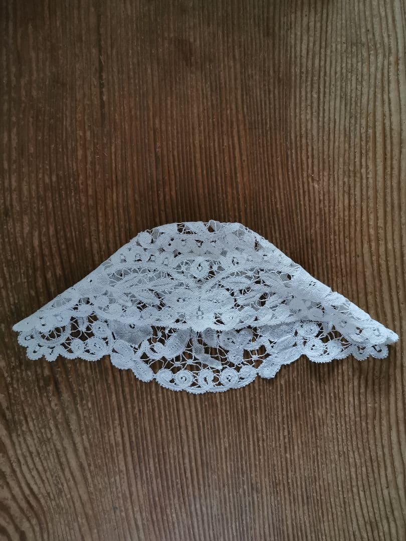 アンティーク ベルギーブルージュ ボビンレース ボネ リネンキャップ 三つ葉☘