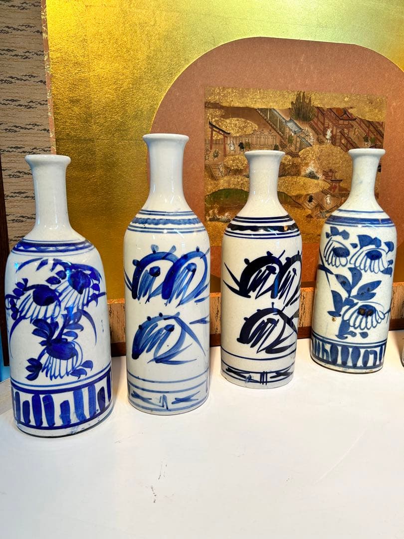 骨董　染付　花瓶　徳利　8本お纏めセット