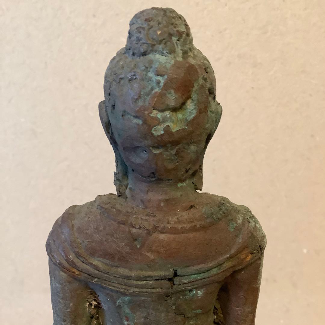 12〜13世紀インド「仏釈迦牟尼仏像」仏陀・クシャーン朝・マトゥラー発掘青銅仏