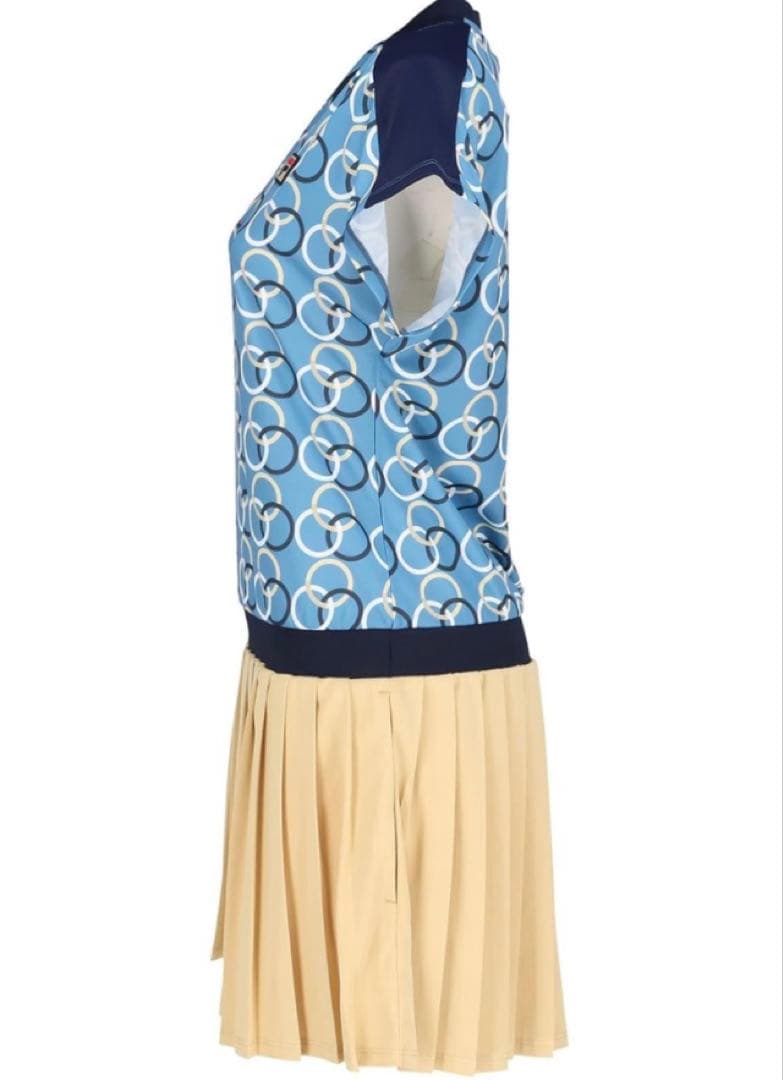 No.577 FILA リング&ベージュプリーツの最強ワンピ★ダークBLUE★