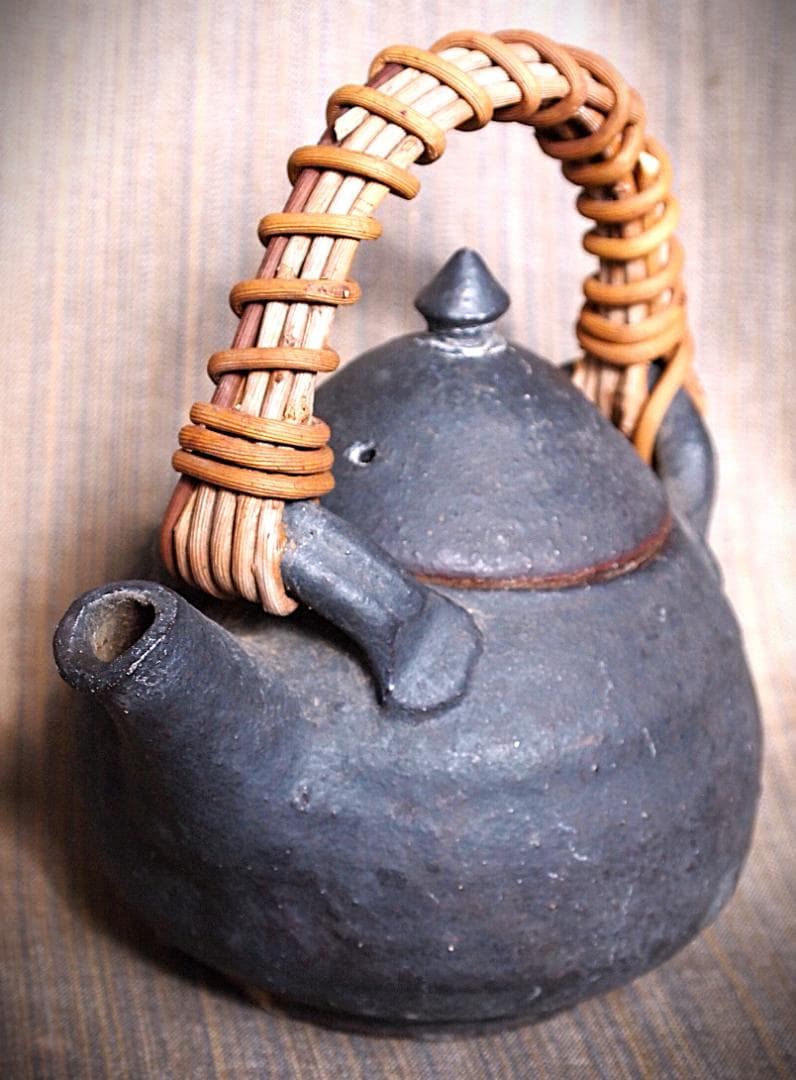 人気作家★加地学【師：森岡成好】★窯変黒土瓶