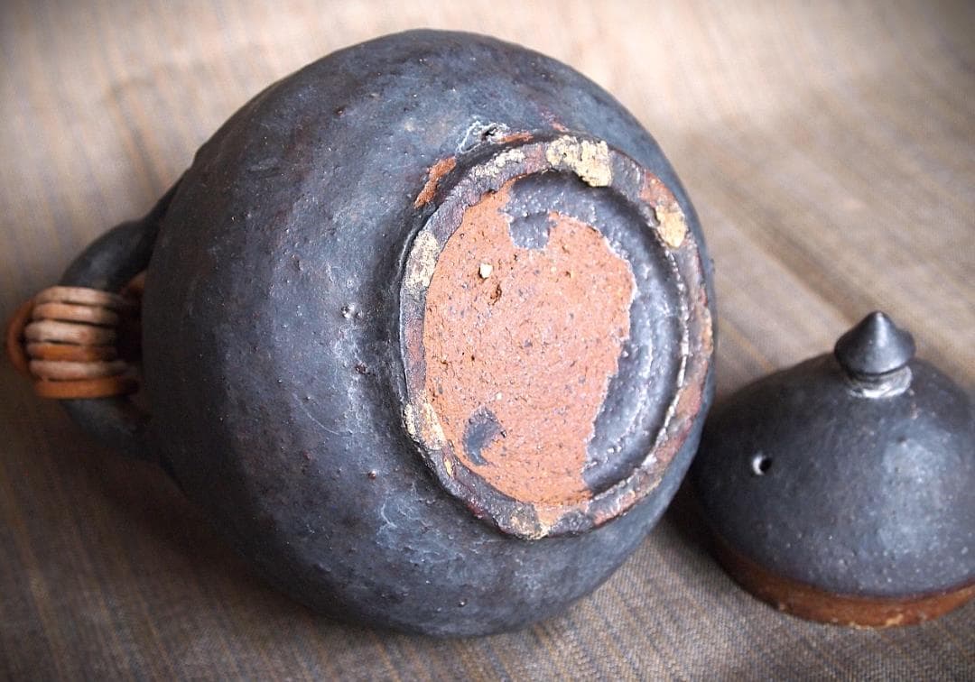 人気作家★加地学【師：森岡成好】★窯変黒土瓶