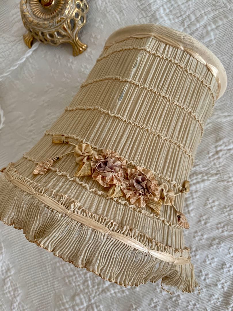 ビンテージ/アンティークロココモチーフテーブルランプ※フレンチスタイル陶器ローズ