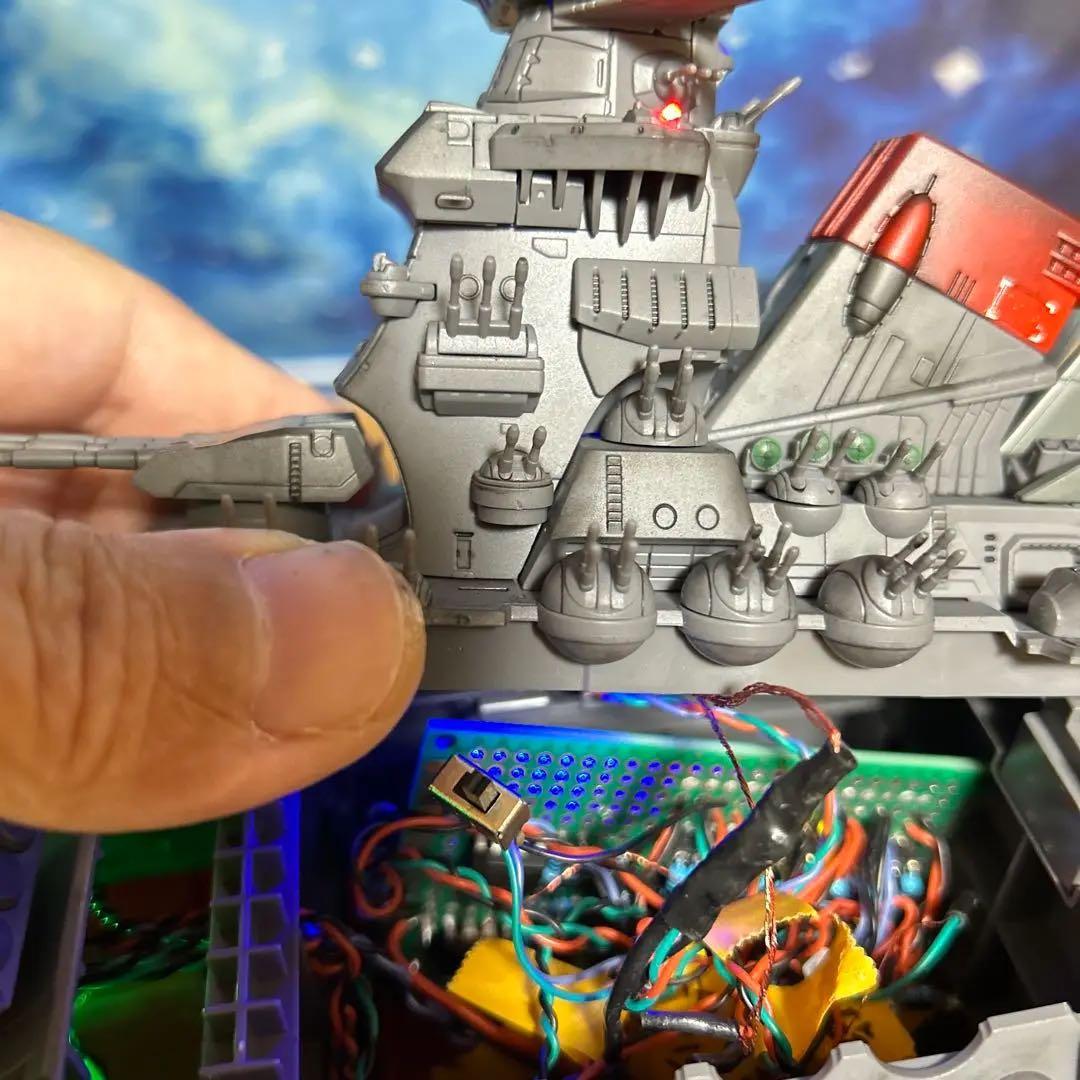 T*i様 宇宙戦艦ヤマト 1/500 フル電飾！完成品。墨入れ済みつや消し塗装済