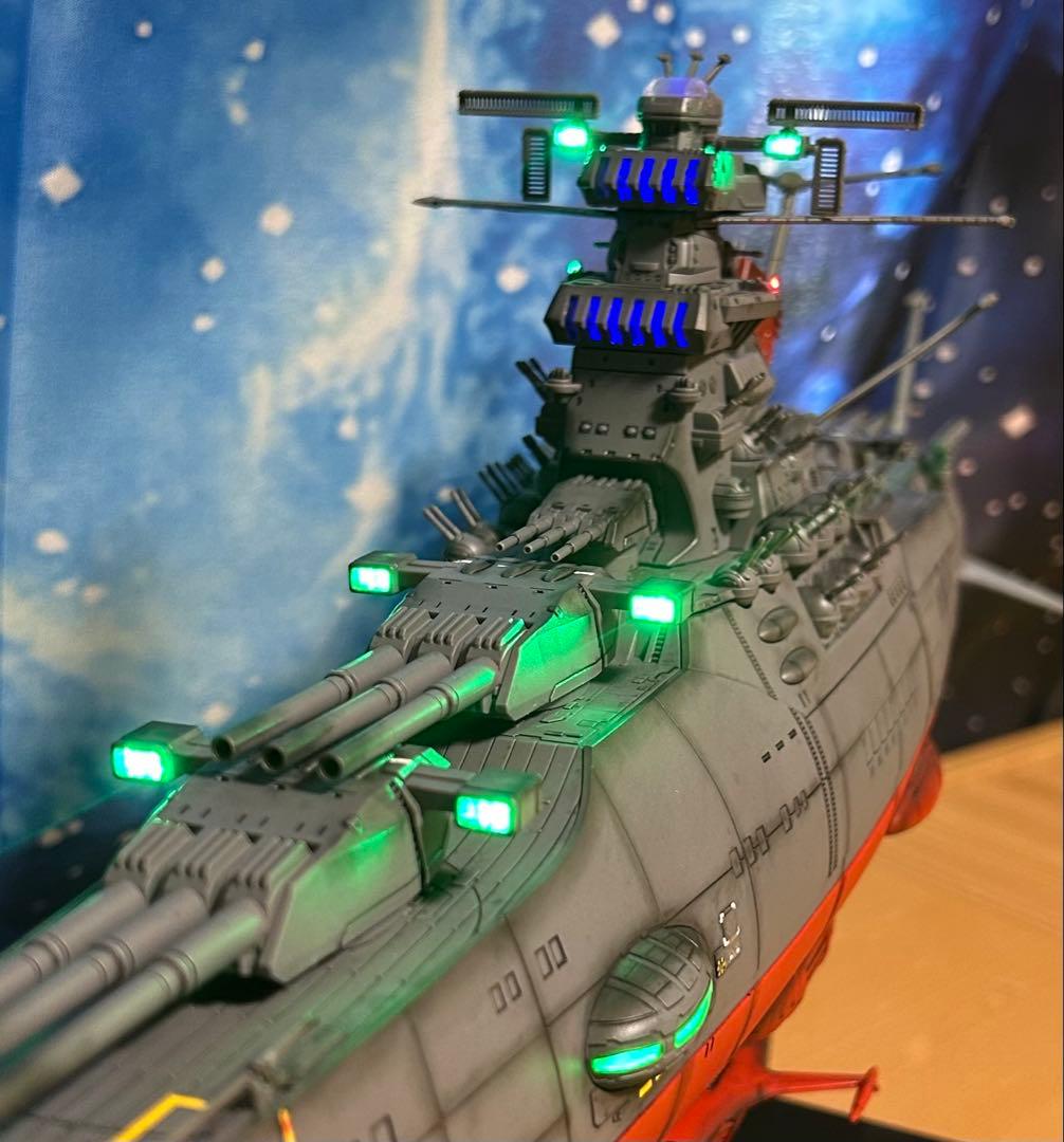 T*i様 宇宙戦艦ヤマト 1/500 フル電飾！完成品。墨入れ済みつや消し塗装済