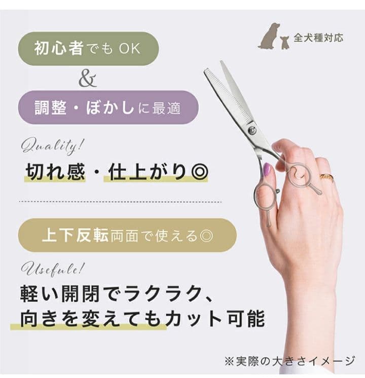 トリミング スキバサミ　D-642iv　セニング プロ用メガネハンドル