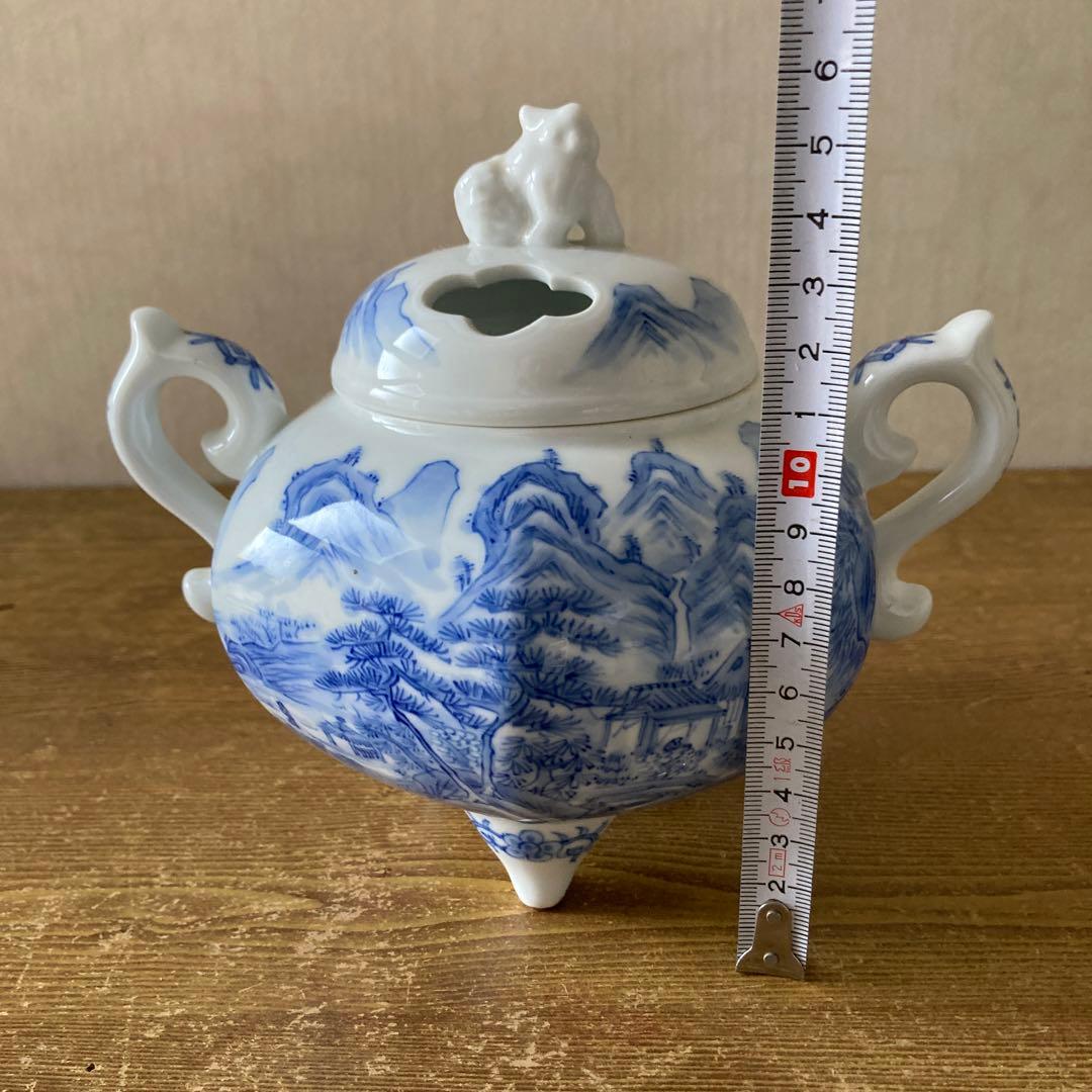 平戸嘉久正窯　青白磁 山水画 香炉