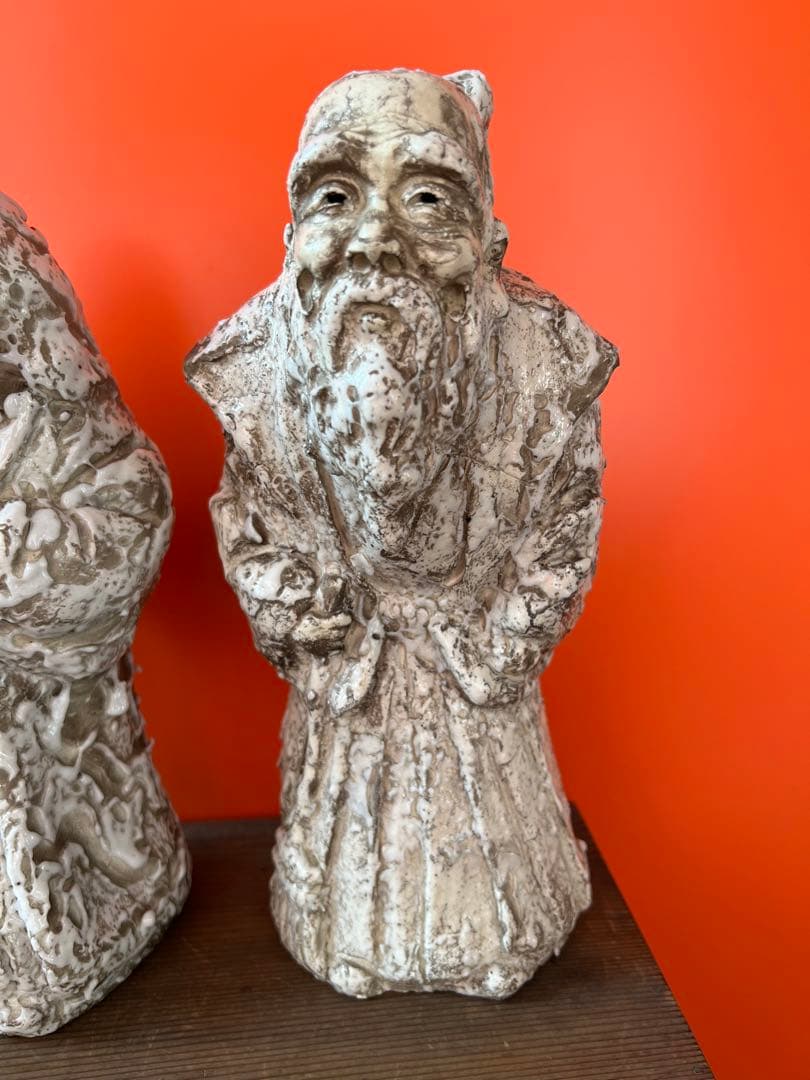 1490 希少　志野焼　信令作　高砂人形　壹対　美品　美術品