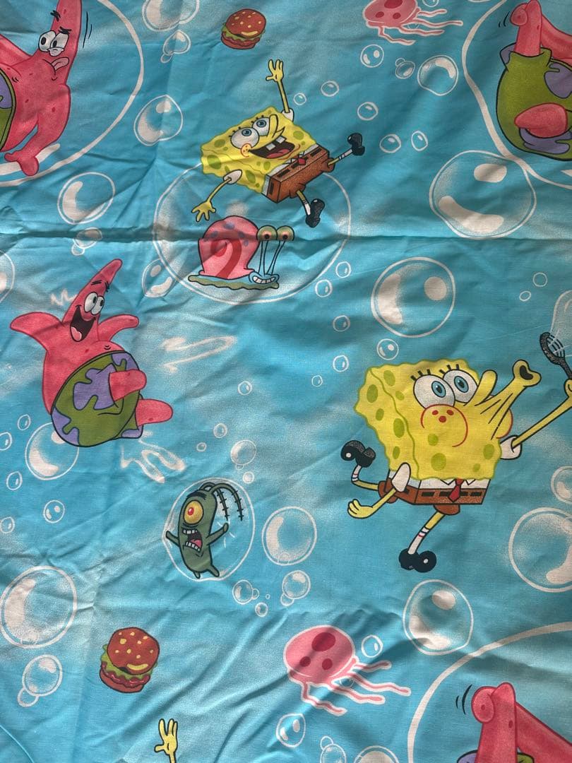 2005年スポンジボブ古着ヴィンテージ USAフラットシーツ　ムチャチャ　シーツ