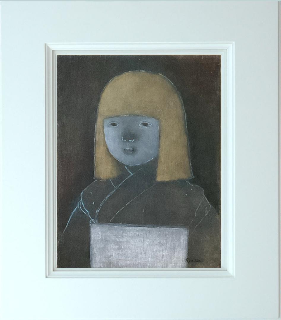 ❤️新作 油絵 菅家令子絵 絵画インテリアF6-010326 市松日本人形可愛い