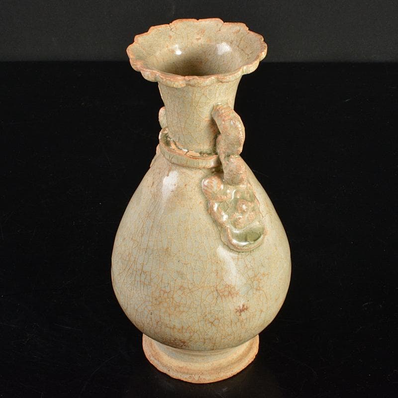 中国　耀州窯　青磁　双耳瓶　C　R6659