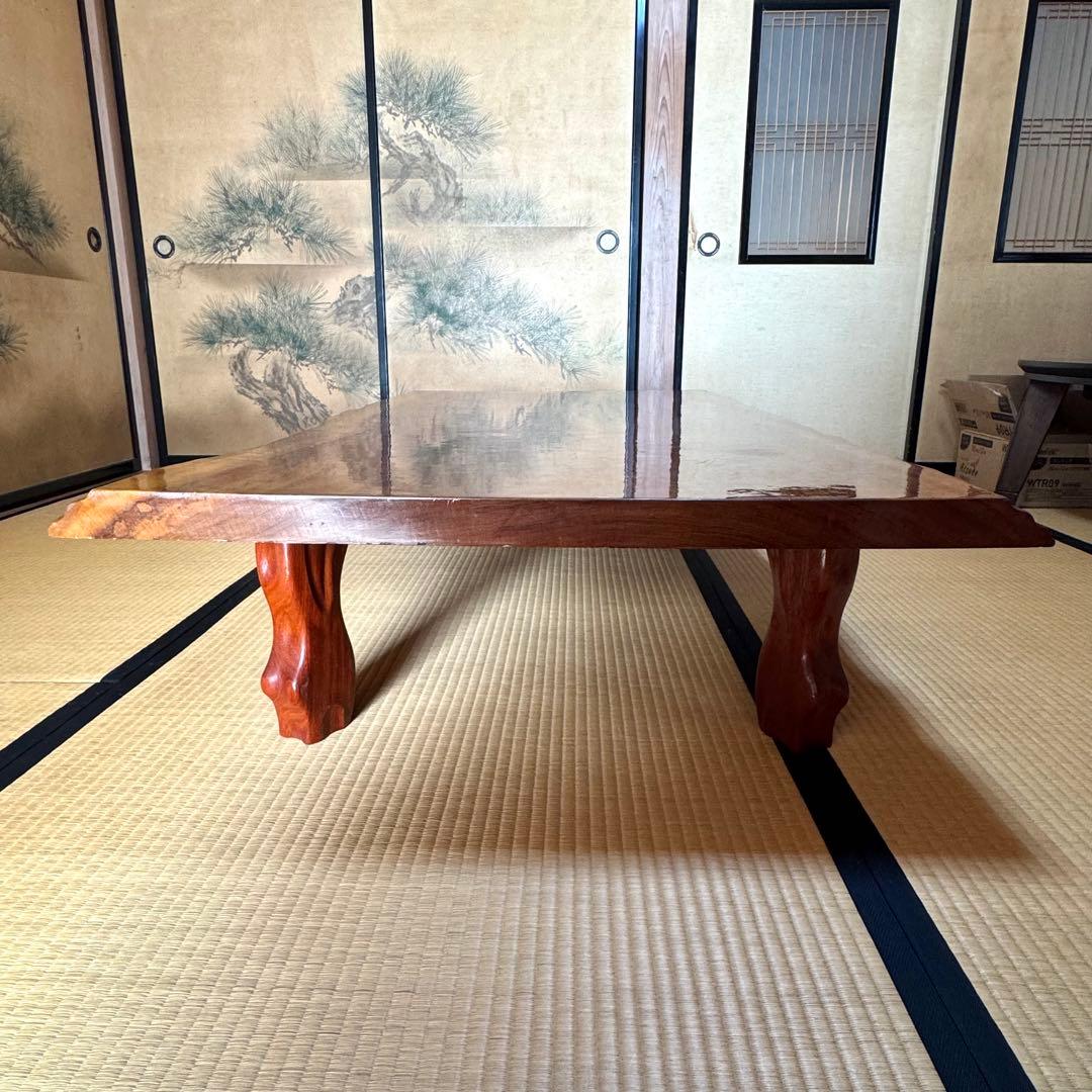 【希少】天然木 ローテーブル 1枚板 無垢材 ちゃぶ台　座卓 総無垢 極上木目