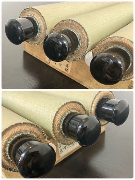 安田靫彦 箱書／土佐光起「武者絵」掛軸（大和絵） 紙本 三幅