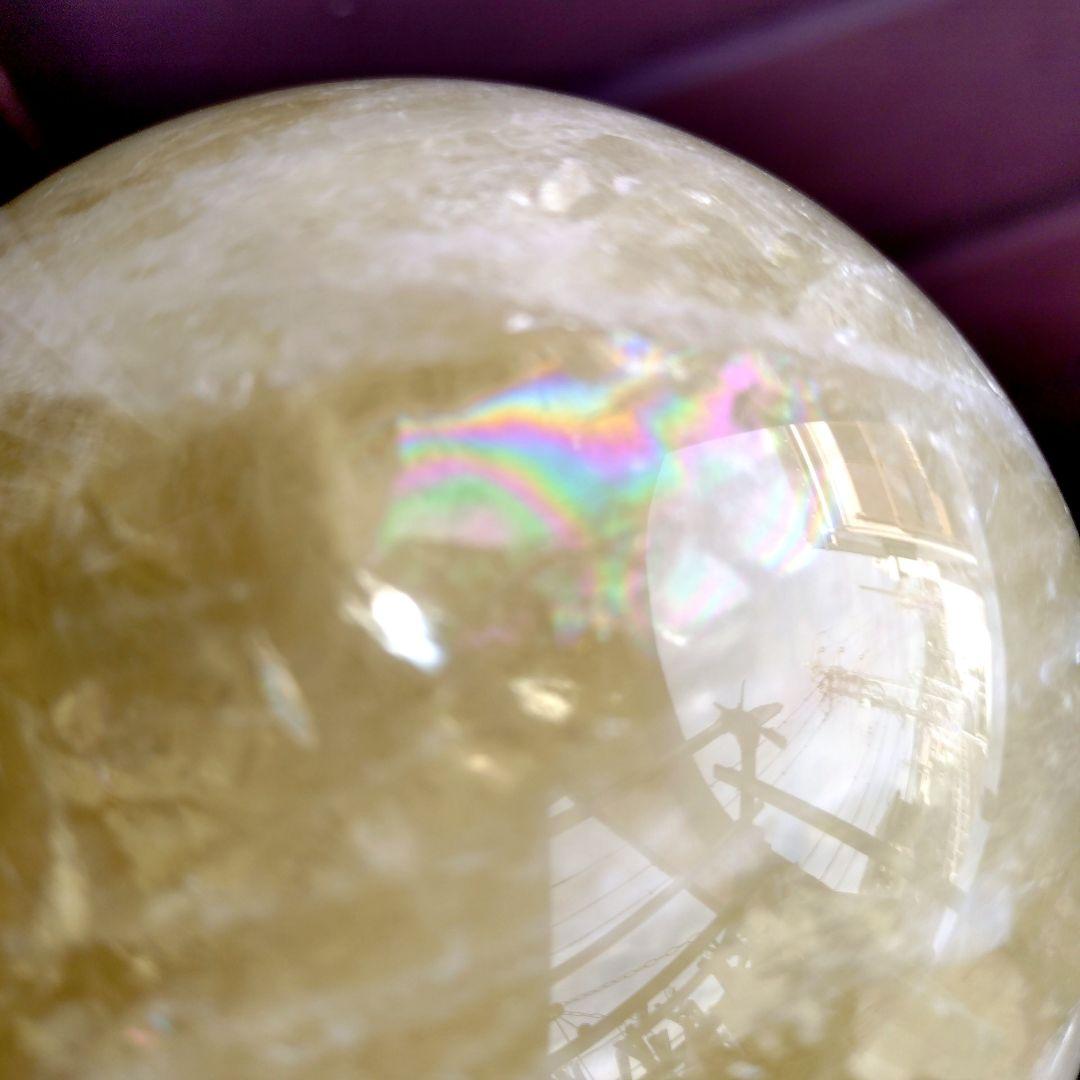 ☆きらりchan☆ 【割引特価】シトリン丸玉　1.5Kg（木製台座付き）