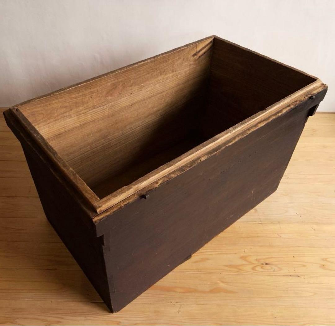 大型　無垢　木箱　M066 高さ約73㎝　店舗什器　ディスプレイ台　古道具