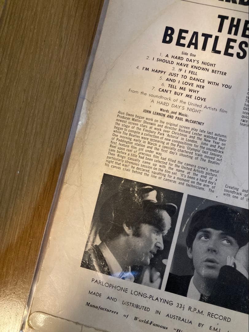 稀少オーストラリアオリジナルハードデイズナイトBeatlesビートルズレコード