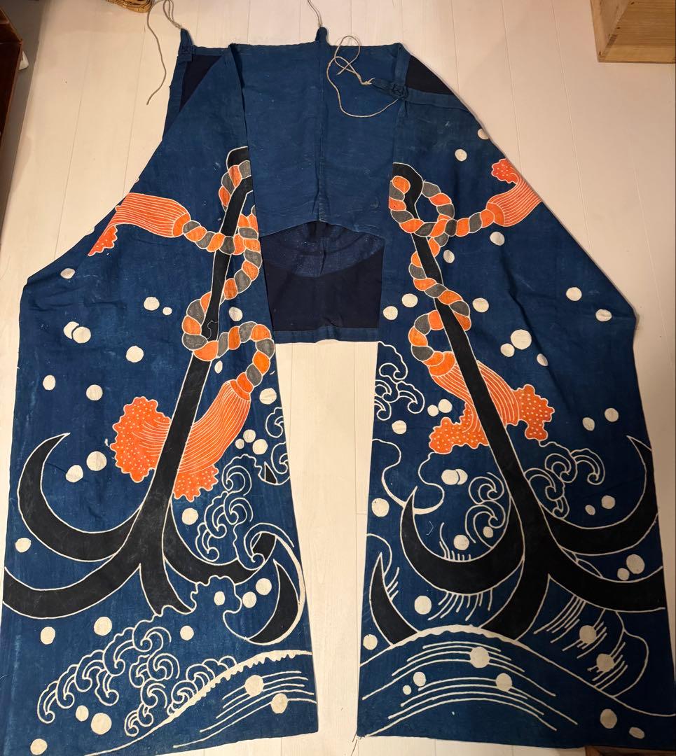 ②骨董レア品　日本古布　藍染木綿　東北馬飾り　観賞用、リメイク材料