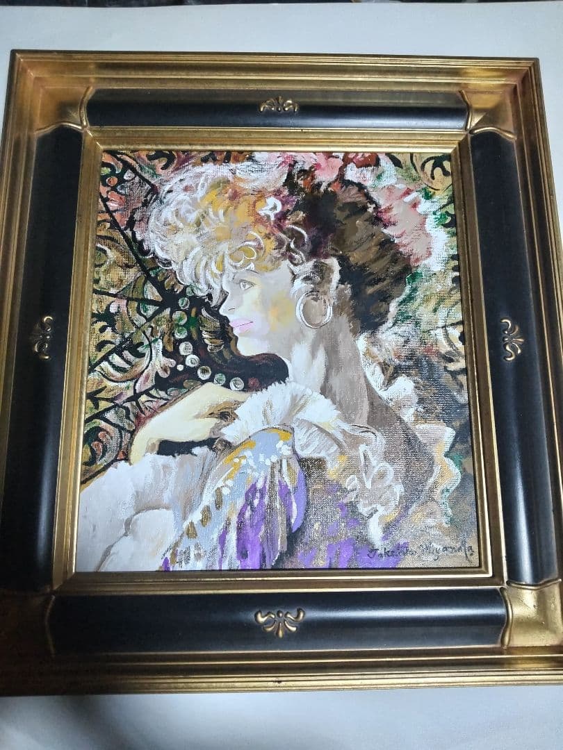 宮永岳彦、絵画油彩、約6F、黎、新品高級額縁、肉筆、東郷青児、高塚省吾。