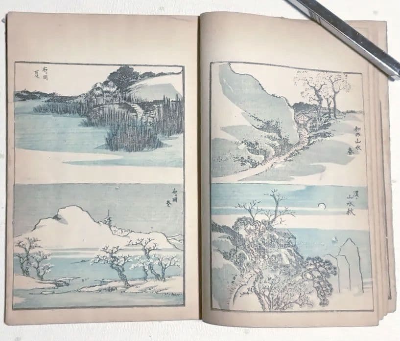 北斎画宛二編（色摺版画本)葛飾北斎画明治初期、後摺再板になります（初版は天保3年