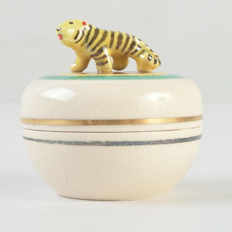 茶道具　萬古焼　加賀瑞山造　独楽　干支寅香合　共箱　V　9765