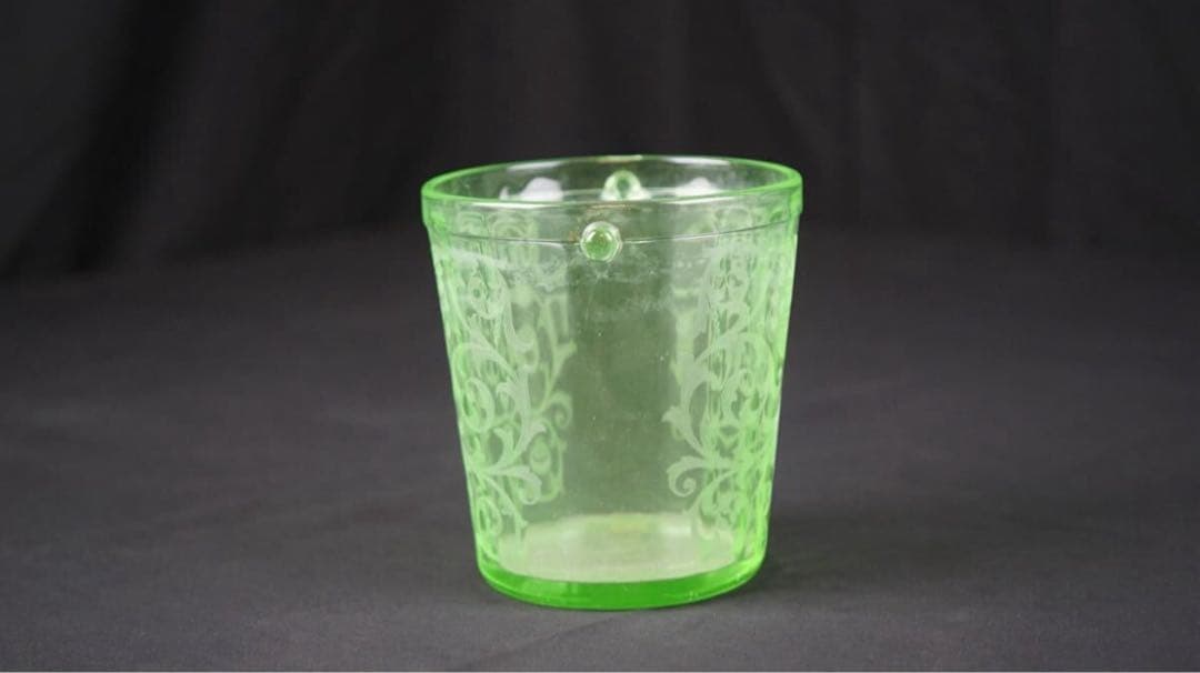 ウランガラス 洋風 唐草花文 アイスペール バケツ アール・デコ