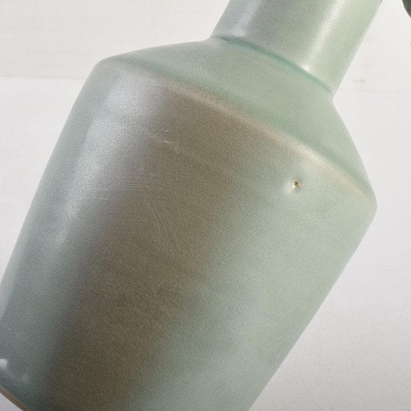 中国　龍泉窯　粉青釉　魚双耳瓶　花生　時代箱付　C　8294