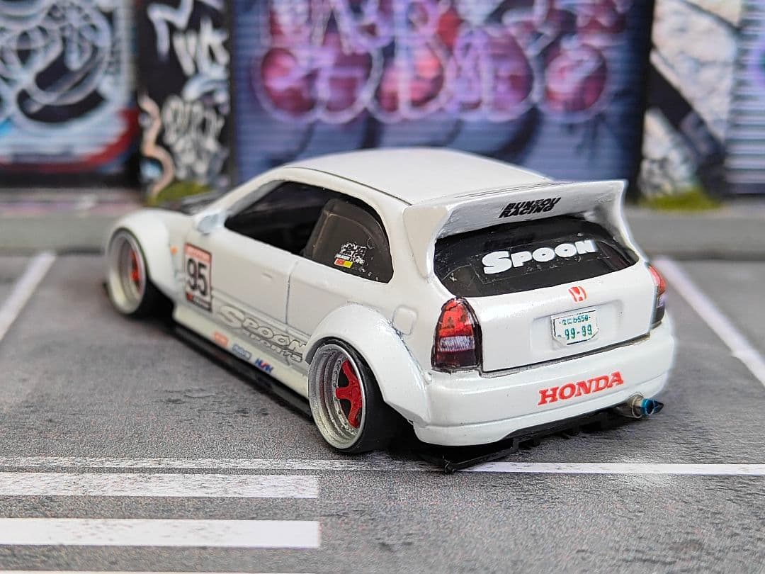 ホットウィールカスタム ホンダ シビック Ek9 環状族l 段リム☆トミカ改造