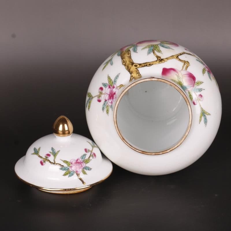 清乾隆粉彩福寿桃紋将軍缶 景徳鎮 陶磁器 装飾品 現代工芸品 美術品 置物