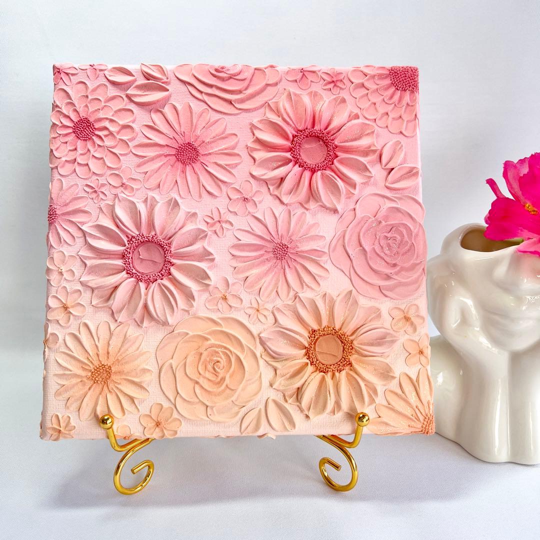 テクスチャーアート　絵画　インテリアアート　花　立体　絵　フラワーアート　花の絵