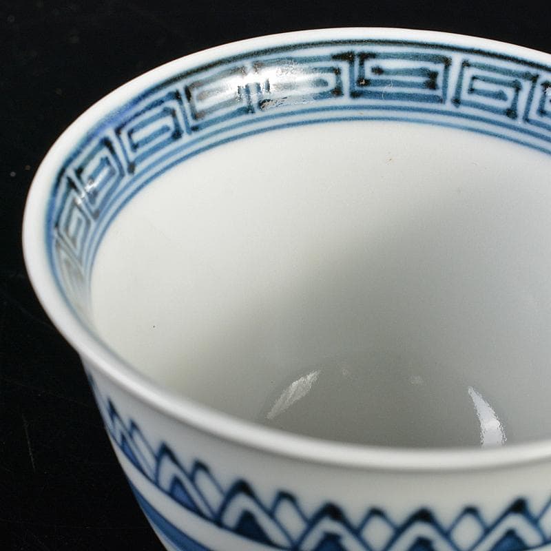 煎茶道具　京焼　清水焼　平安　瑞泉造　青華　煎茶碗　五客　共箱　V　R7175