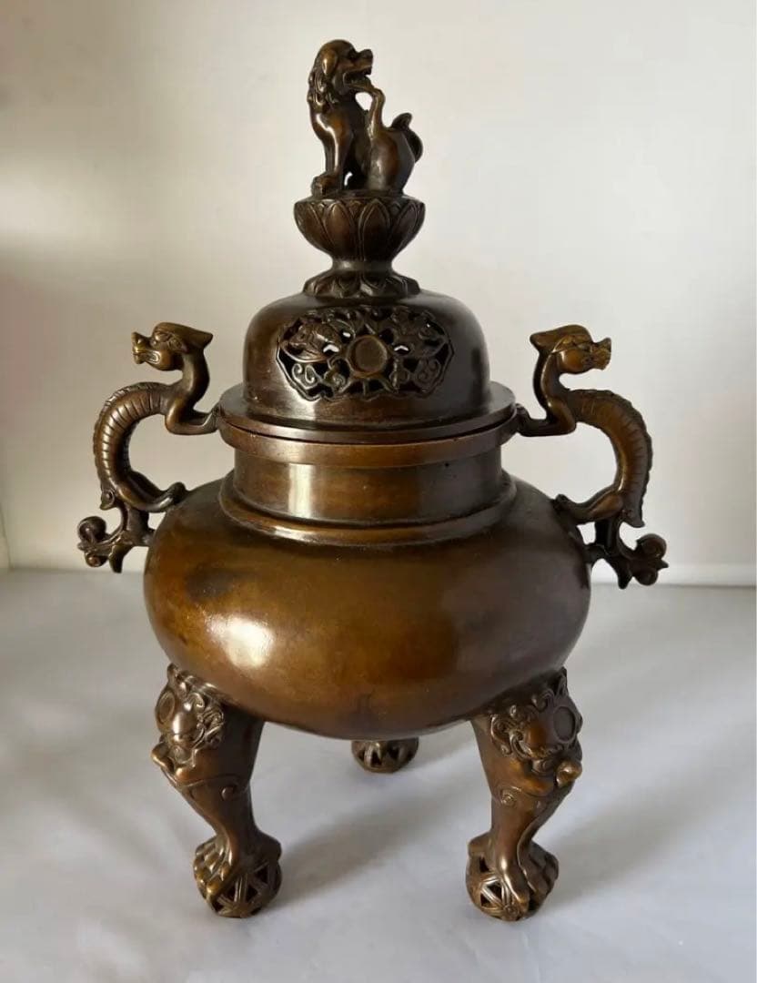 【希少品】香炉　古銅製　宣徳年製 共箱y10