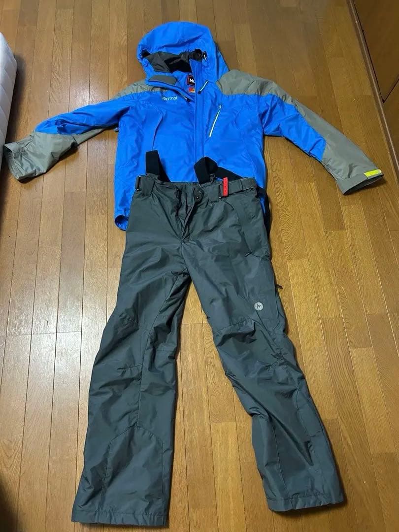 【Marmot】スキーウェア 上下セット メンズ Lサイズ ブルー×グレー