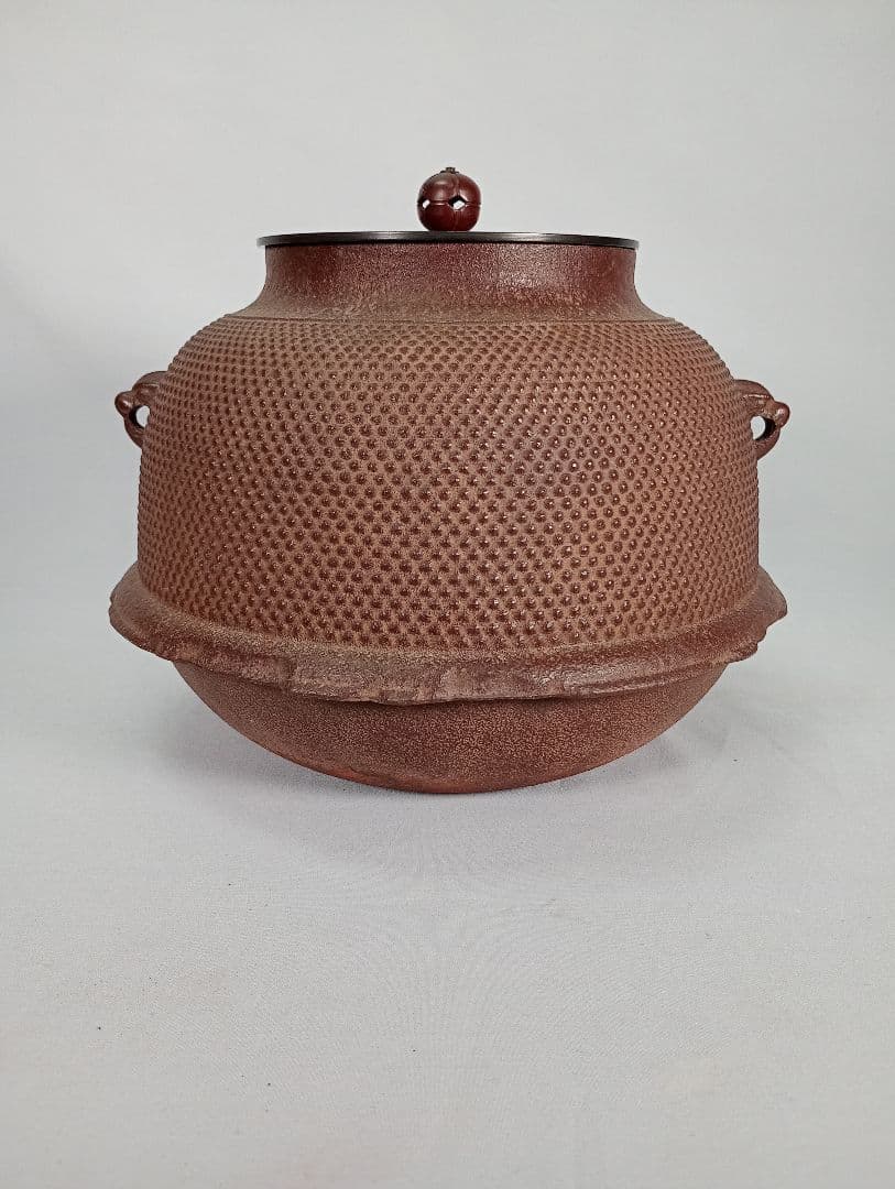 【茶道具】散霰地紋真形釜羽釜　伝統工芸士釜師佐藤浄清造　釜365