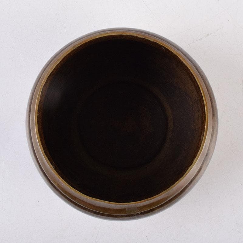 煎茶道具　黄銅　落葉壷　茶こぼし　建水　在銘　共箱　V　R8904