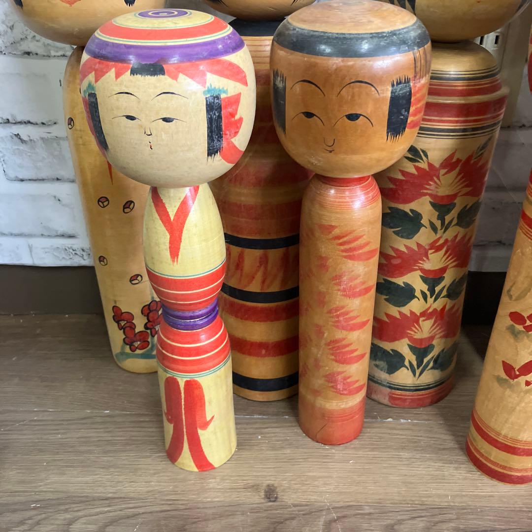 D-3 昭和レトロ 木製 こけし 小芥子 12体セット まとめ売り 日本人形
