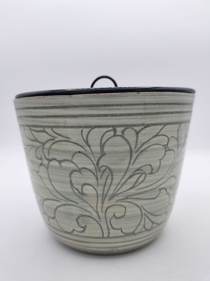 c499 水指 掻落 草花 廣州窯 趙小守 木箱 茶道具 古物