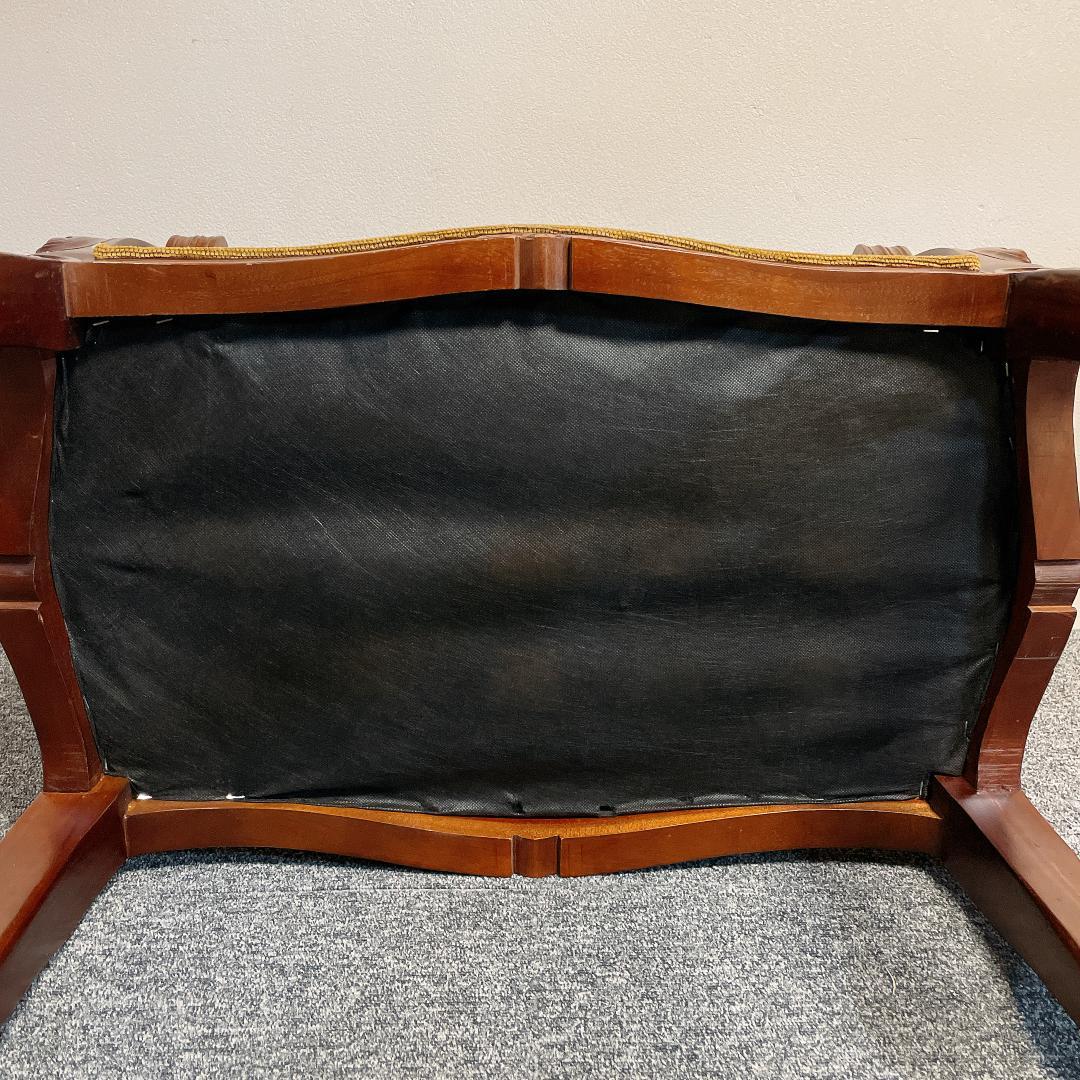 アンティーク調 彫刻 猫脚 ベンチ スツール クッション 椅子 ロココ調 豪華