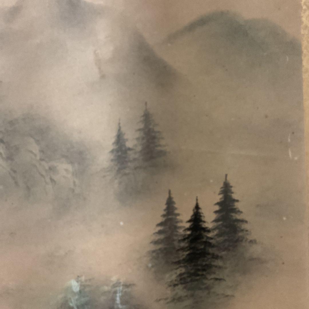 紙本 彩色画風景図 作者不詳 落款印譜在 桐箱