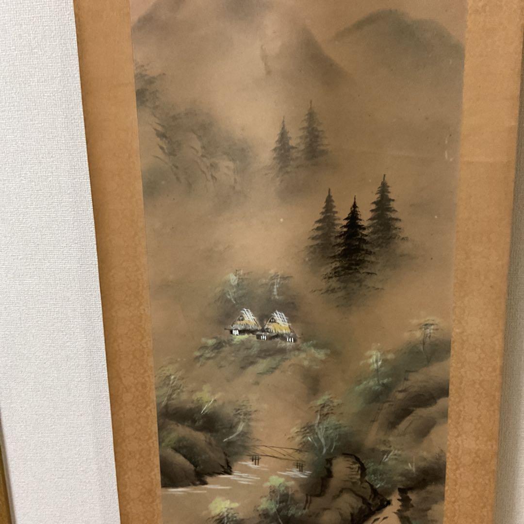 紙本 彩色画風景図 作者不詳 落款印譜在 桐箱