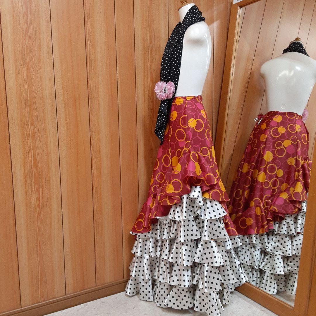 フラメンコ衣装　☆ファルダのみ　＊水玉が可愛いい豪華なファルダ