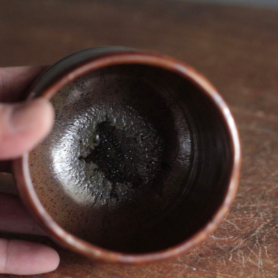 鉄釉 筒茶碗 古美術 古道具 アンティーク 茶道具 茶碗