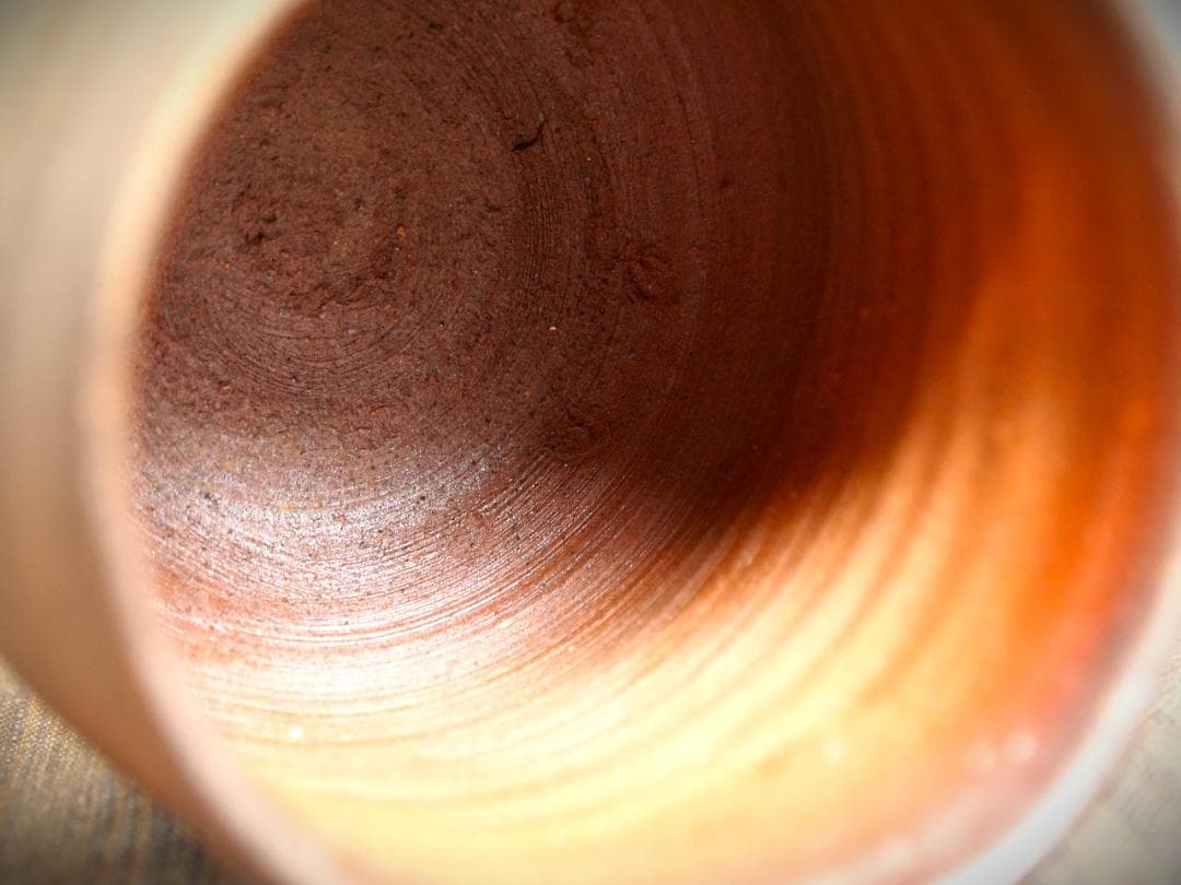 希少作★中村六郎★備前【窯変】湯呑★共箱・布・栞