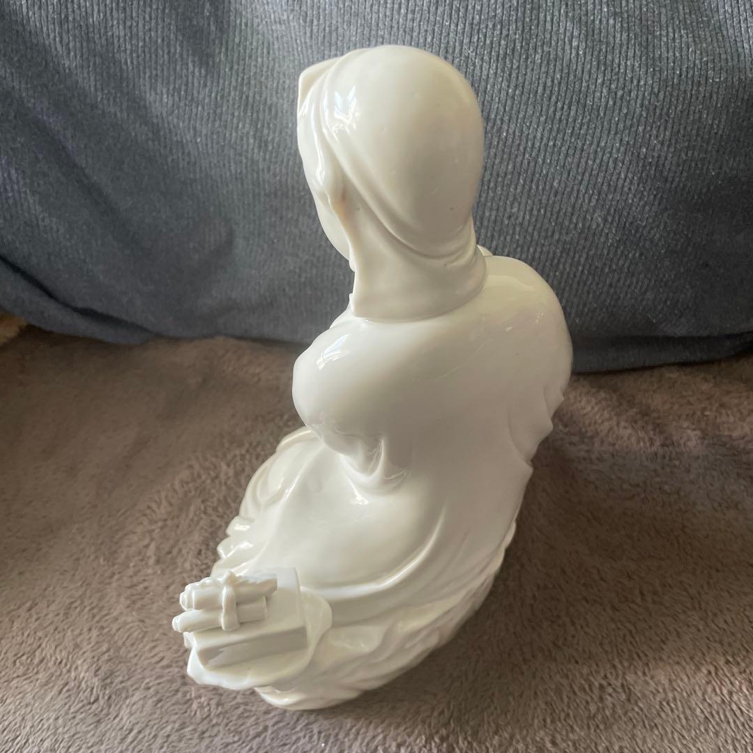 徳化窯白磁 細工彫り『白磁観音様』 仏教美術 高さ26cm ★時代物