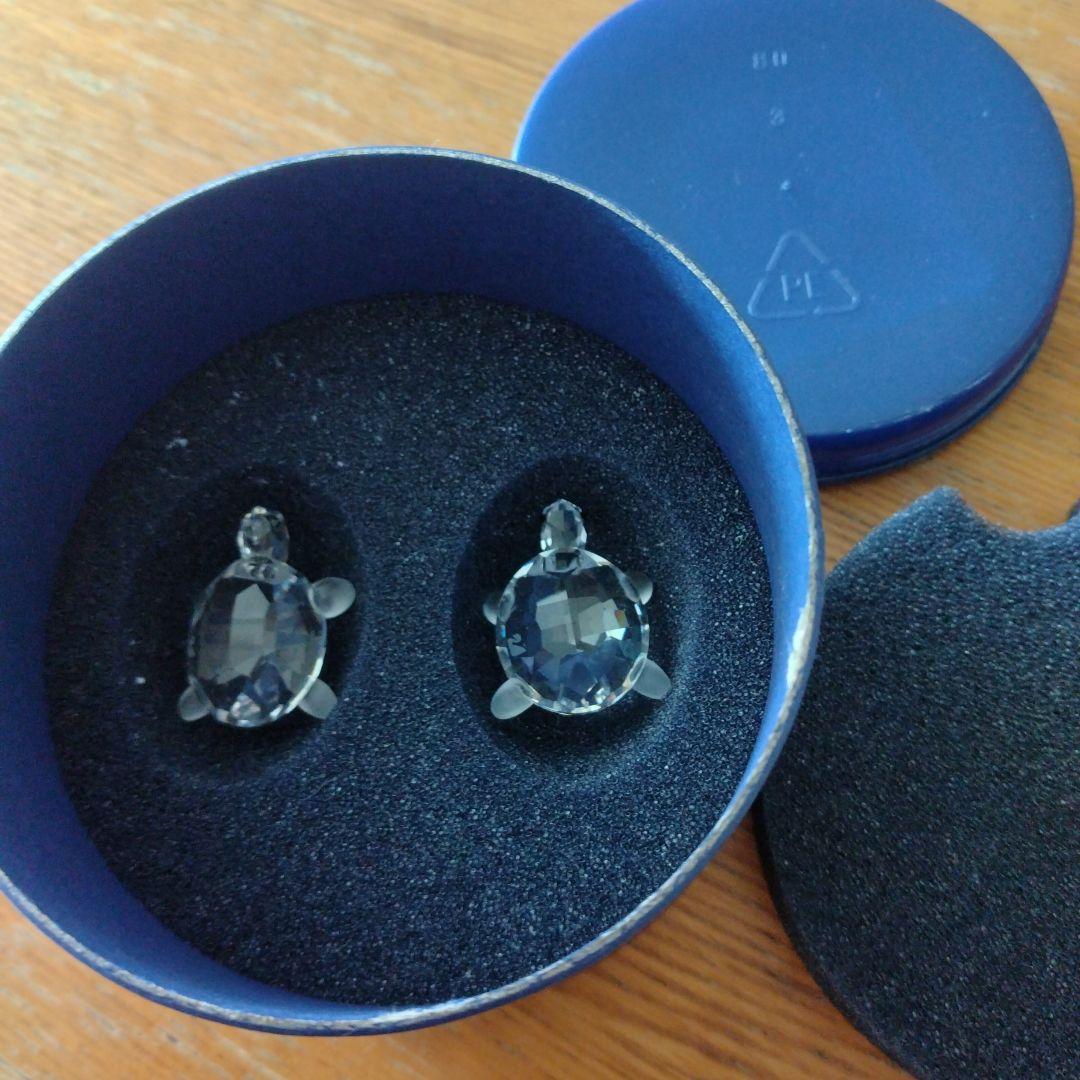 【SWAROVSKI】子亀の置物　２個セット（説明書、お買上証明書、台座の鏡付）
