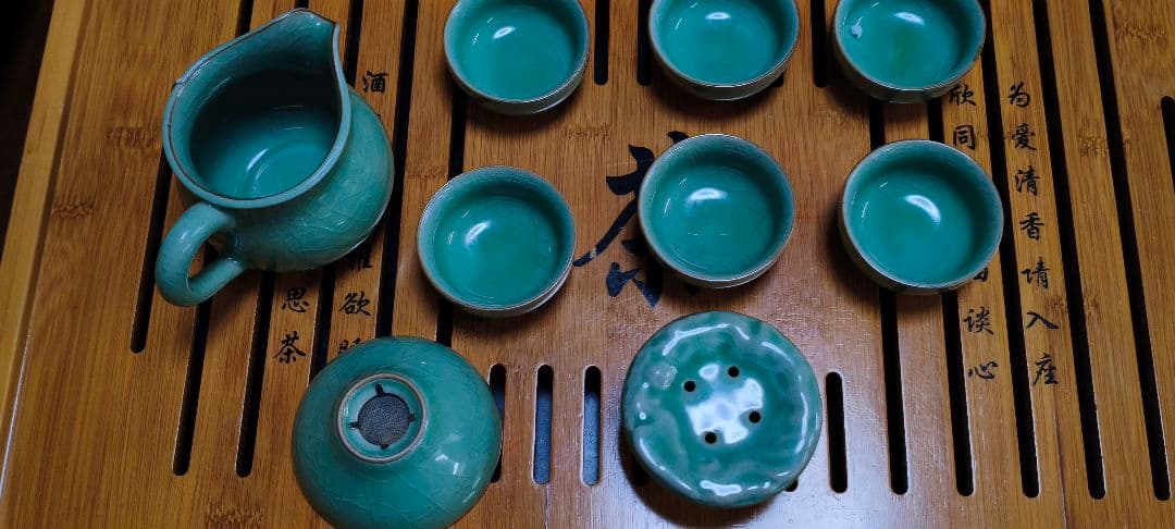 #龍泉青磁茶器 10件セット#世界文化遺産 韓美林