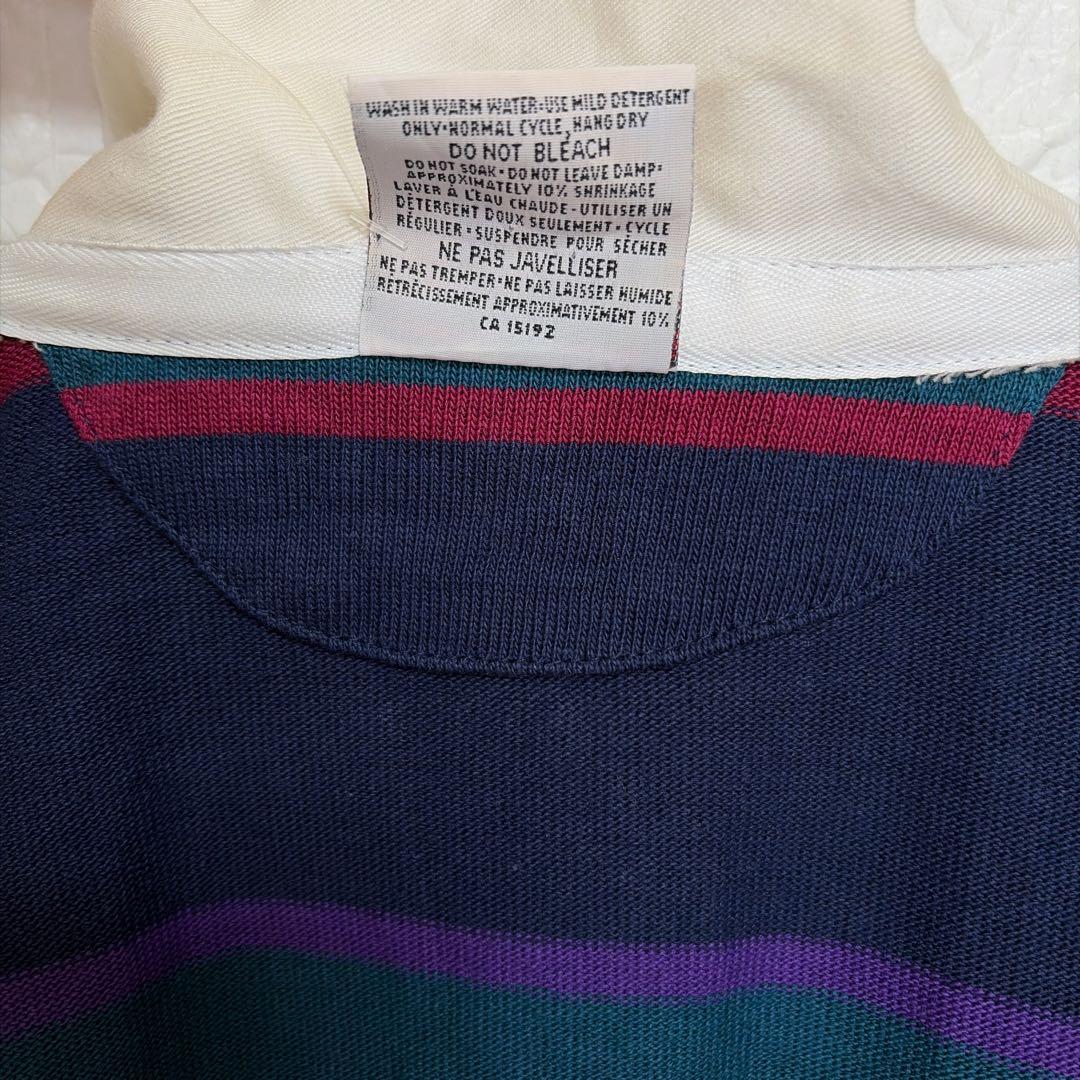 希少2XLT 90s BARBARIAN 厚手ラガーシャツ ボーダー 刺繍ロゴ