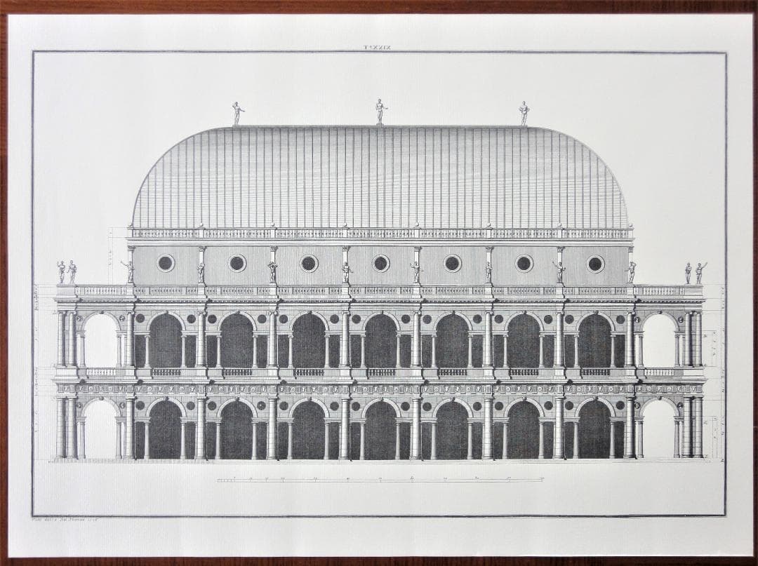 イタリア ルネサンス期の名建築家パッラーディオ 図面3枚 バシリカとラ・ロトンダ
