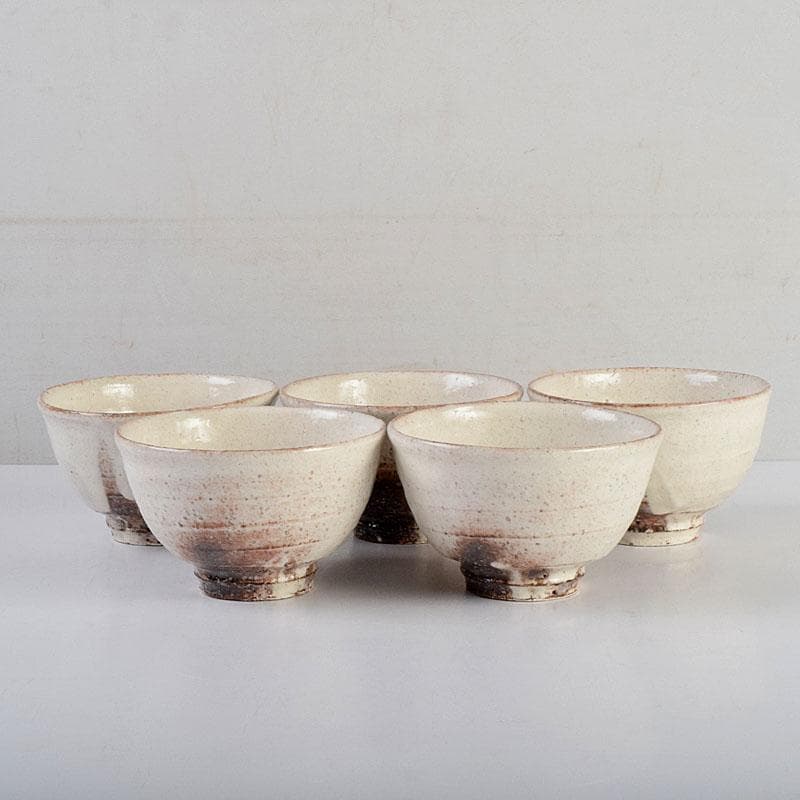 茶道具　萩焼　一立窯　浦裕作　萩茶碗　五客　共箱　V　8896