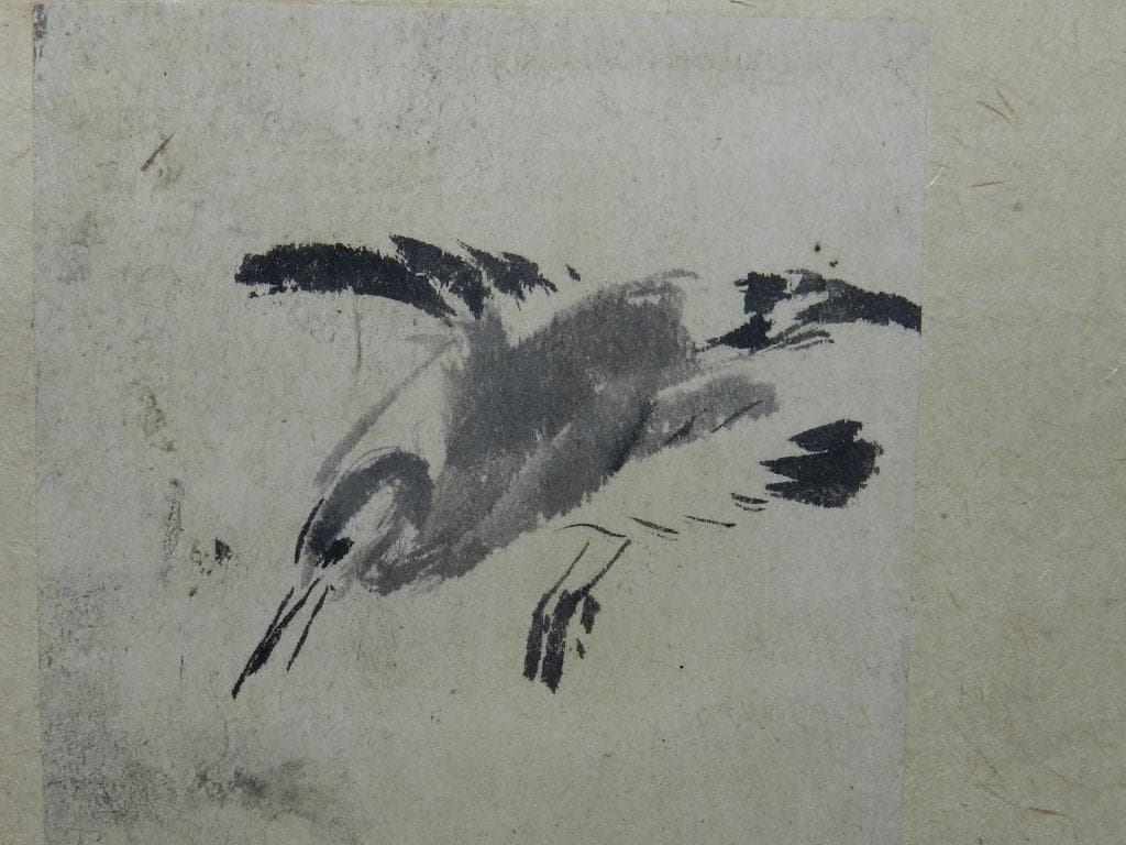 MR1 年末年始感謝セール、￼谷文晁 【五位鷺に芦】 真筆 茶掛け 掛軸 江戸期