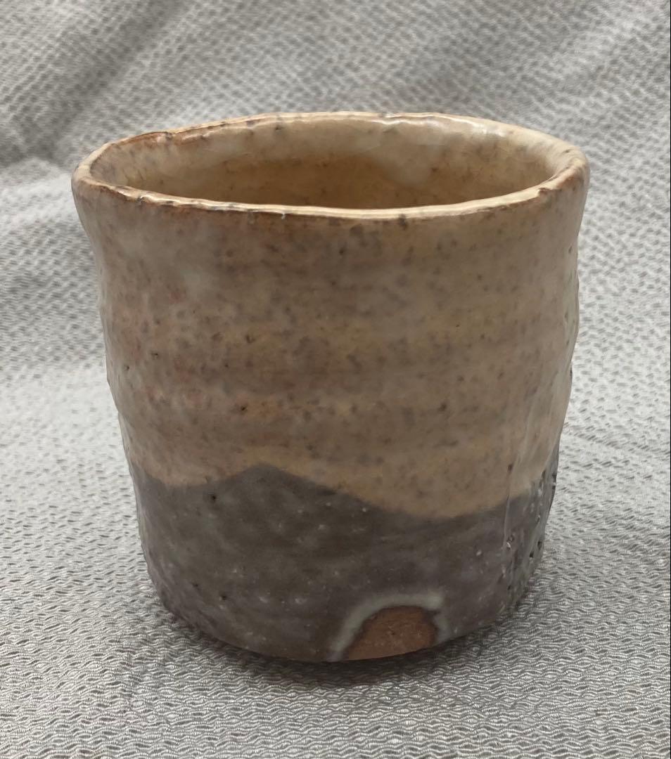 B470b「萩 湯呑」羽多野善蔵作　共布共箱　指月窯　陶歴書付